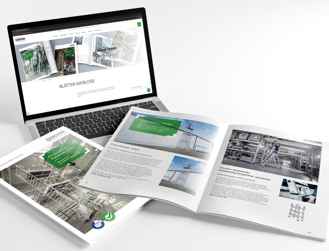 The new Access Solutions Guide 2025 presents the most comprehensive series range in the access equipment industry on 435 pages. The compendium is available in both print and digital versions. | © MUNK GmbH